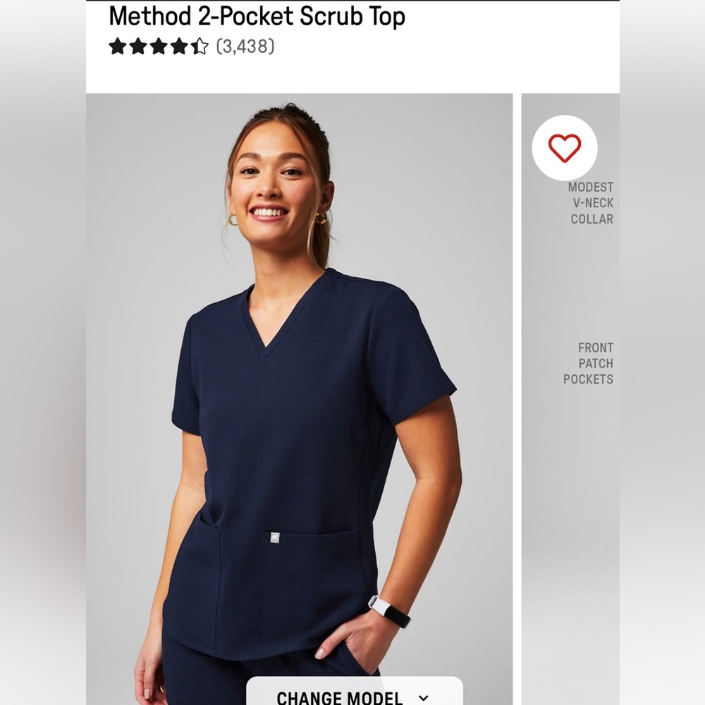 Fabletics Navy 2 pocket scrub top